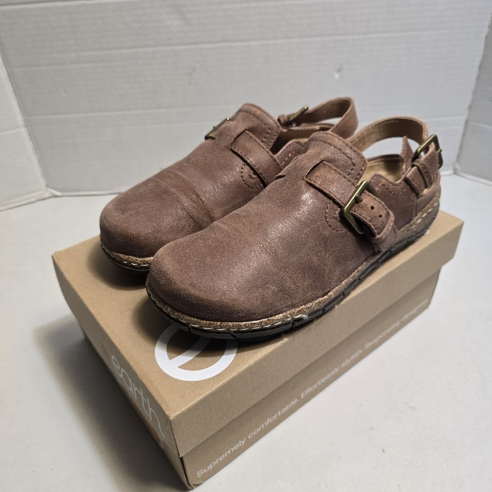 Earth Women's Elmonte Round Toe Slingback Clogs Medium Brown sz 6.5
